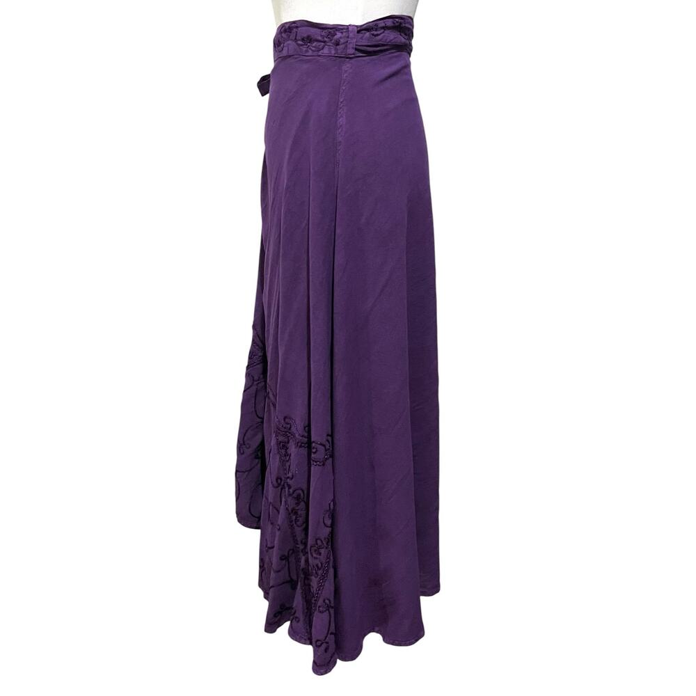 Just Cruising Purple Maxi Skirt Wrap Bohemian Embroidered Long Free Size - Picture 3 of 6